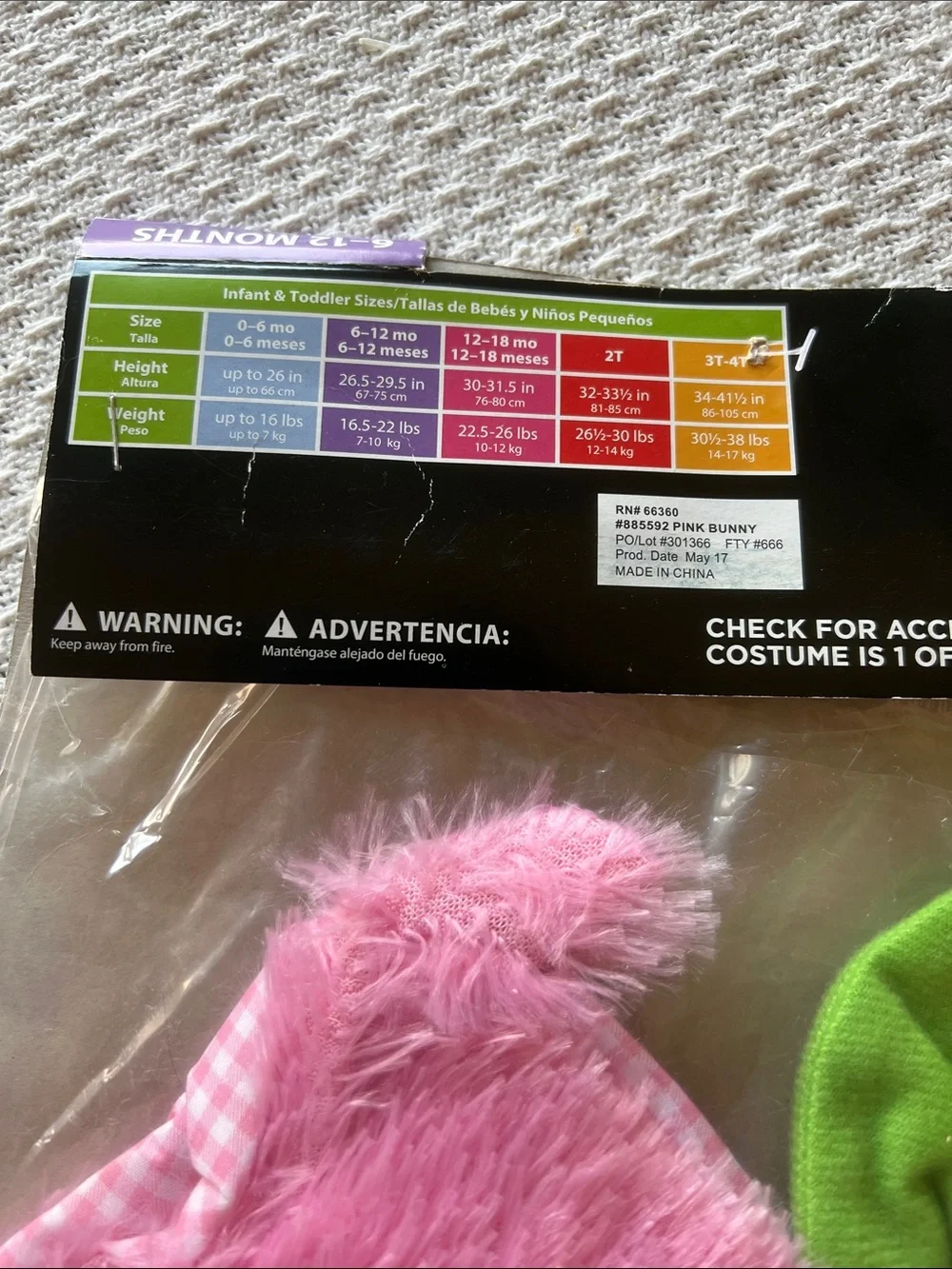 Rubie's Pink Plush Infant Bunny Costume with Carrot Rattle